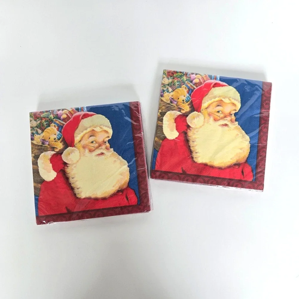NEW Vintage 36 Luncheon Dinner Napkins Santa‎ Sealed NOS 13 x 13 Made in USA NIP